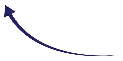 blue arrow icon curved upwards . blue curve arrow icon . long arrow icon . curve arrow vector illustration.