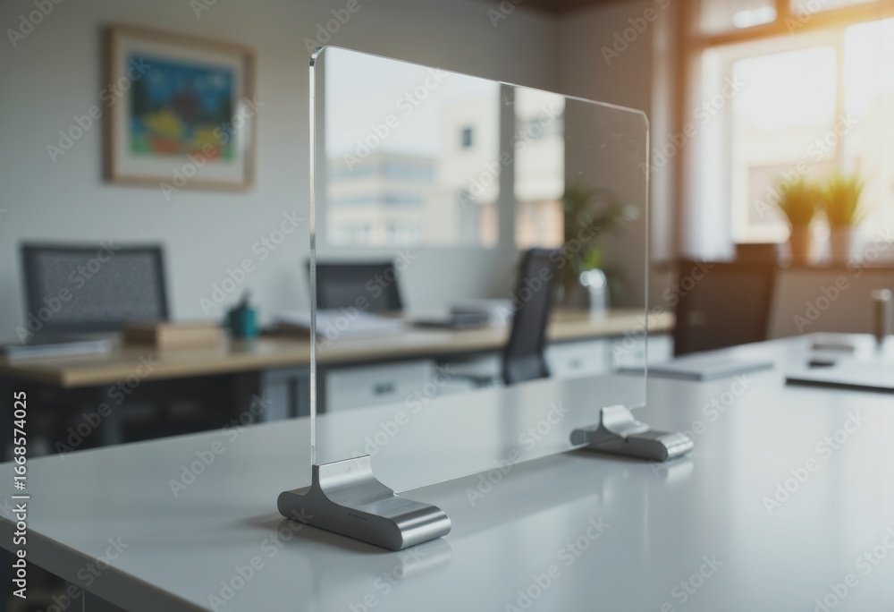 Aufkleber office counter shield with a blank front and sturdy bracket for protection