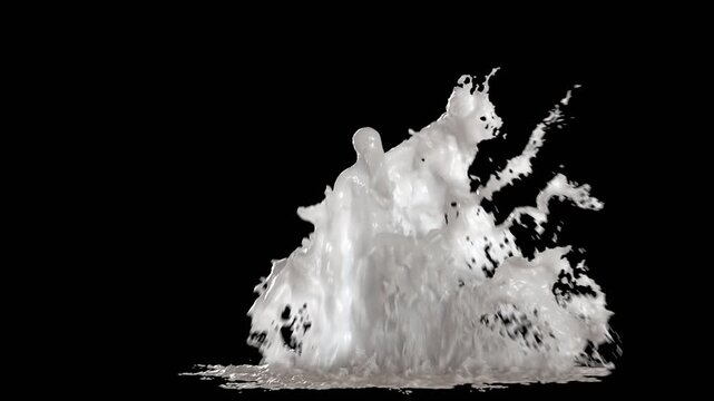4k abstract liquid fluid water character  dancing on black background,funny mascot loop animation, motion design ,seperate character with alpha channel.