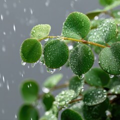 Green plant close-up with water droplets