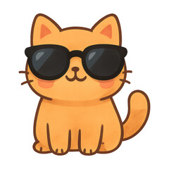 Naklejka premium PNG Cool cartoon cat wearing sunglasses.