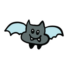 Hand drawn Halloween illustration of bat png for decoration, Halloween costume, cartoon character, comic, mascot, sticker, icon, patch, brooch, print, standee, trick or treat, animal
