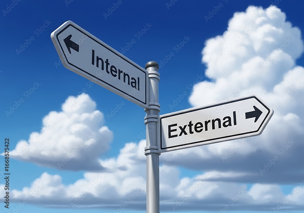 Poster navigating decisions between internal and external factors for success