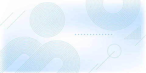 Abstract white glowing geometric lines on blue background. Modern shiny blue circle lines pattern. Futuristic technology concept. Suit for cover, poster.