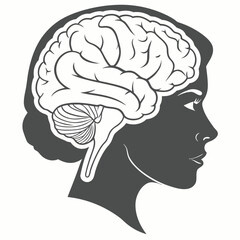 human head silhouette with brain