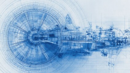 Futuristic City Architecture Design with Circular Structure in Blue