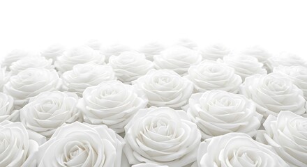 Close-up view of many white roses.