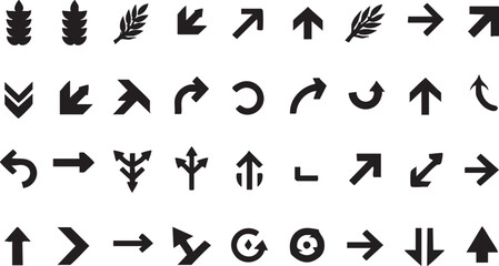 Arrow vector icons set: directional arrows, navigation symbols, and design elements eps silhouette