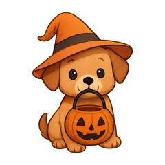 Obraz premium PNG Adorable puppy Halloween illustration.