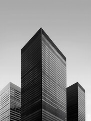Fototapeta premium AI surreal neon landscape: Minimalist architecture gives striking impression, sharp geometric shapes standing tall against sky canvas