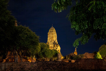 Landscape Historical Park in Ayutthaya. The ancient temple that presents humans is located in Thailand's Ayuddhaya Historic City. Ayutthaya World Heritage.
