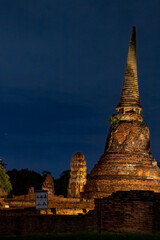 Landscape Historical Park in Ayutthaya. The ancient temple that presents humans is located in Thailand's Ayuddhaya Historic City. Ayutthaya World Heritage.