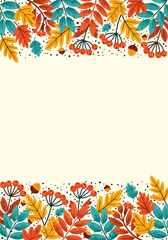 Autumnal Elegance A Vibrant Fall Background with Leaves, Berries, and Acorns for Seasonal Designs