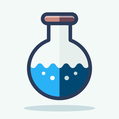 Flask icon flat vector illustration for chemistry laboratory science experiment, education study research innovation symbol