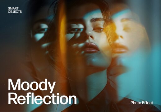 Moody Reflection Photo Effect Template & Double Exposure Prism Light Overlay