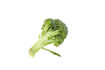 Fresh green broccoli with vibrant florets and a sturdy stem, showcasing natural textures and...