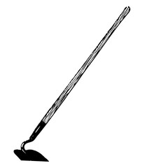 Hand-drawn vector illustration of a gardening hoe, a hand tool for agriculture and farming with a long handle