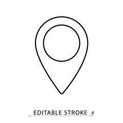 Minimalist animation of a location pin in outline icon style. Simple looped motion on white background, black contour marker, alfa channel, overlay for maps and navigation UI.