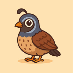 Cartoon Quail Bird Vector Illustration