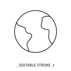 Minimalist animation of rotating Earth in outline icon style. Black and white loop with simple motion, alfa channel, overlay symbol of world, environment, and planet.