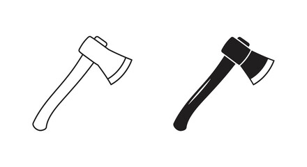Two simple illustrations of axes in different colors on white background