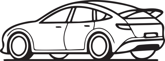 Electric car transport flat line art vector icon