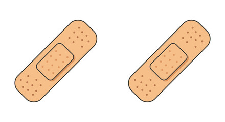 Two beige band aids on a plain white background
