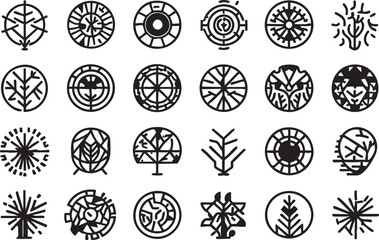 Abstract tree vector icons: nature inspired logo design elements eps silhouette