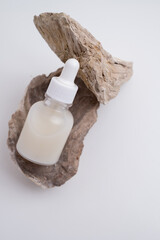 White glass bottles for cream, shampoo, toiletries, spa. Bottle with a dispenser for cosmetic...