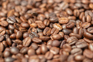 Fresh premium roasted brown Arabica coffee beans background