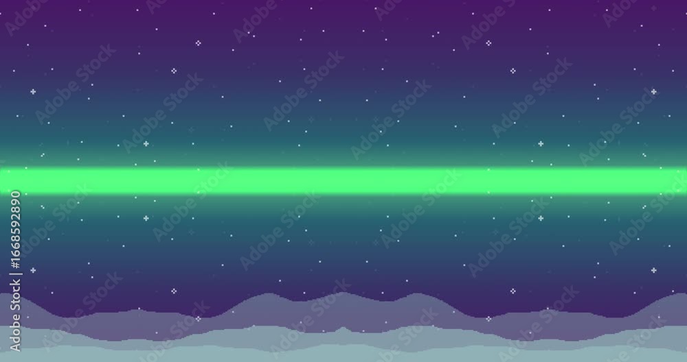 Poster seamless animation of starry night sky with flash. vector retro futuristic background. 8 bit retro g