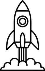 Rocket launch innovation line art icon silhouette isolated on white background