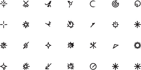 Collection of hand-drawn starburst and sparkle vector icons eps silhouette