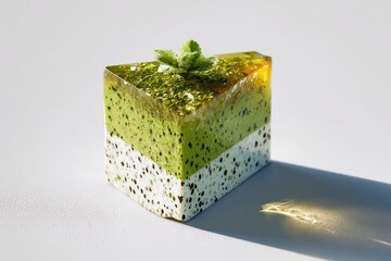 slice of matcha green tea cake