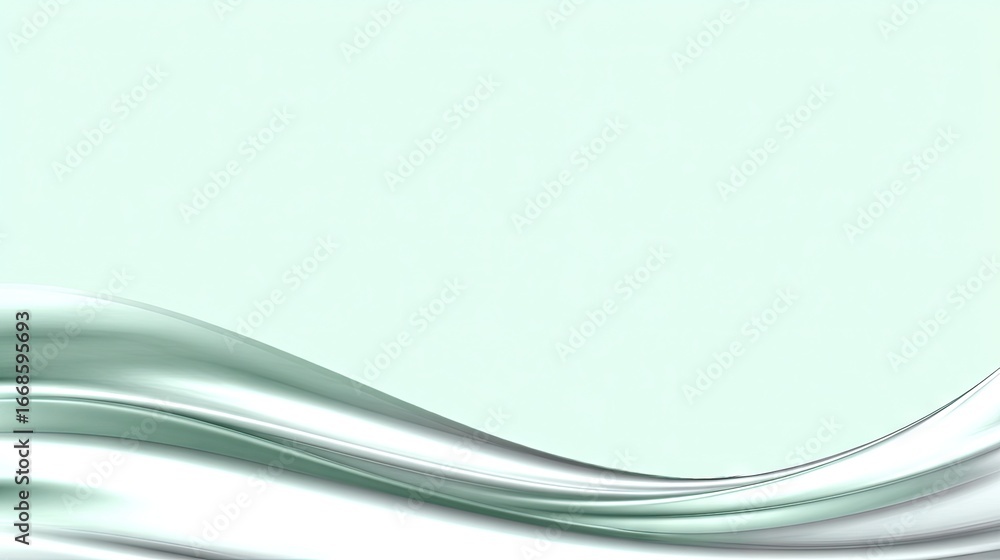 Aufkleber abstract minimal wave design in soft mint and silver tones with smooth flowing gradients creating el