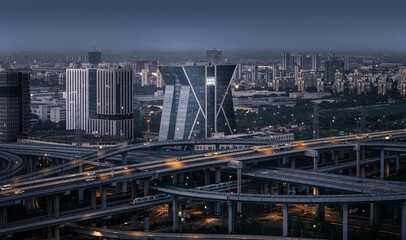 traffic in the city at night