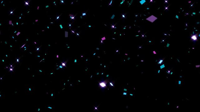 colorful fairy unicorn confetti rain glowing isolated alpha channel animation,birthday party and anniversary celebration social media overlay motion design element	