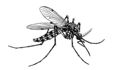Detailed illustration of a mosquito isolated on white background