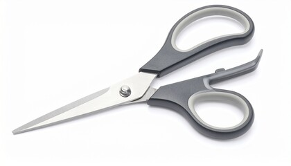 Pair of scissors with safety rounded tips isolated on white background school craft accessory
