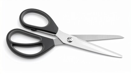 Pair of scissors with safety rounded tips isolated on white background school craft accessory
