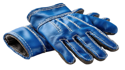 Pair of coated nylon gloves with stitching details background isolated on a Transparent background, PNG file.