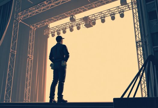 Stage rigging coordinator overseeing the fly gallery gate setup