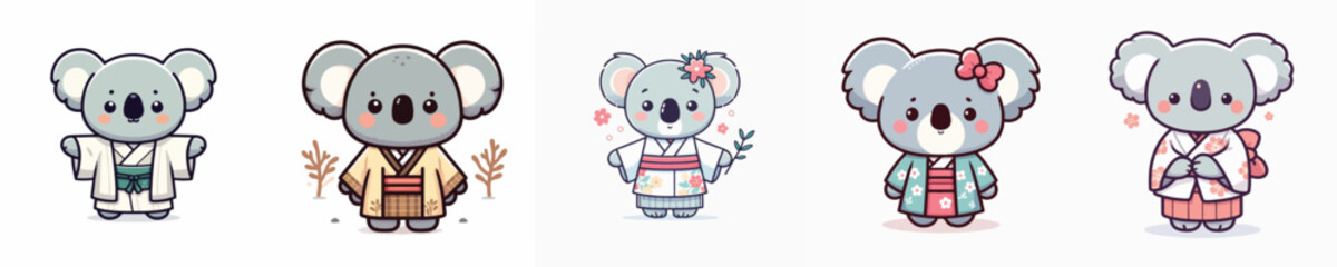 cute koala vector in kimono costume