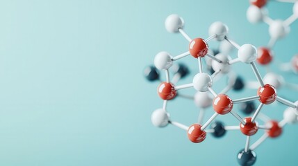 Organic molecule in clean line network over smooth color gradient