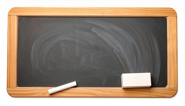 Traditional classroom chalkboard with chalk and eraser isolated on white background teaching tool concept
 - Powered by Adobe