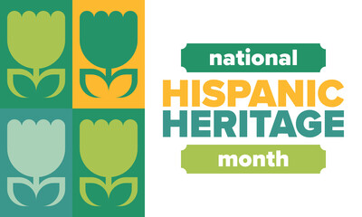 National Hispanic Heritage Month in September and October. Hispanic and Latino Americans culture. Celebrate annual in United States. Poster, card, banner and background. Vector illustration