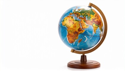 Globe showing continents and countries on stand isolated on white background geography learning tool
