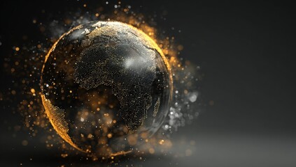 A digital rendering of Earth, enveloped in a golden glow