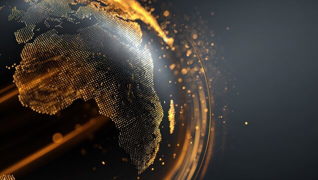 A digital globe, detailed and abstract