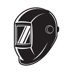 Vintage Welding Helmet Illustration Black and White Vector Design